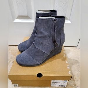 TOMS suede wedge bootie